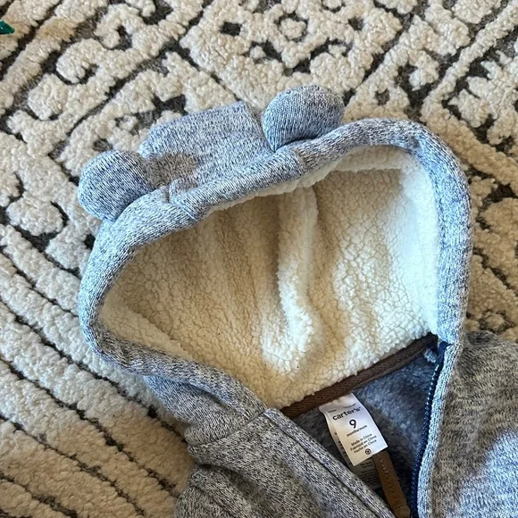 Carter's Soft Gray Hooded Footie - Picture 3 of 6